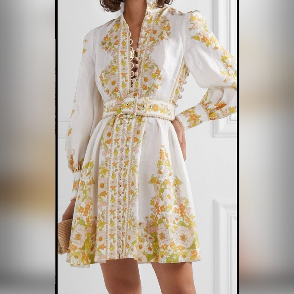 Burryco white & multicolor print dress